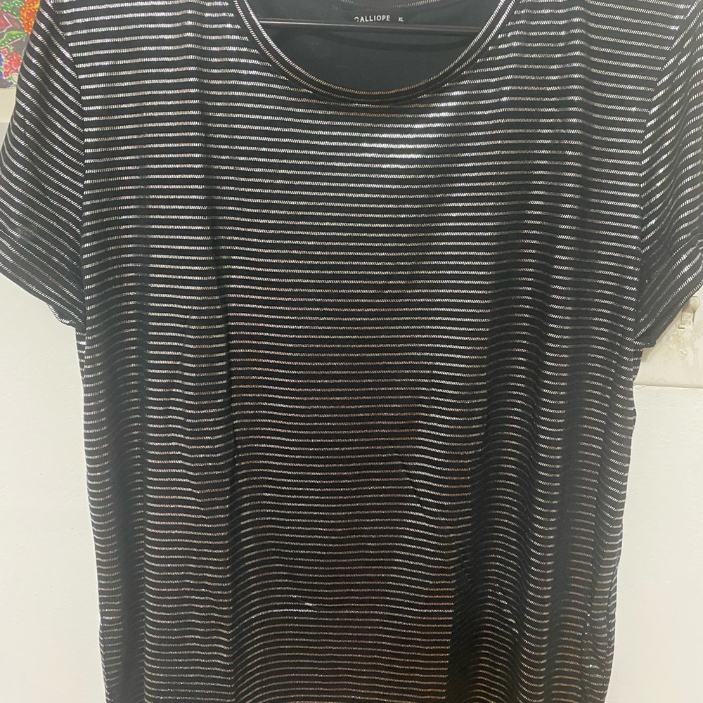 Calliope Black and Silver Striped T-Shirt
